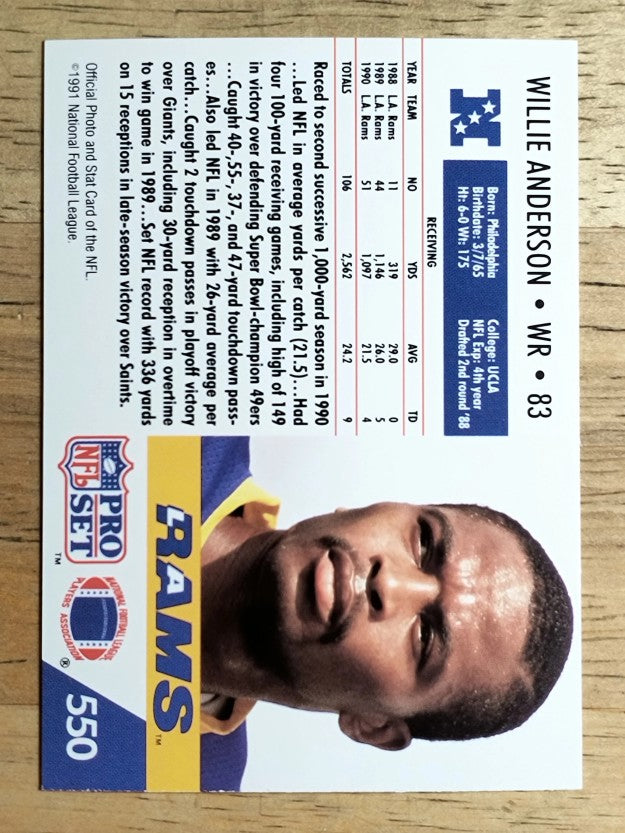 1991 Pro Set #550 Flipper Anderson
