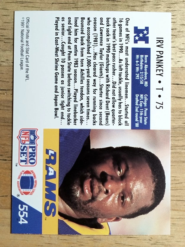 1991 Pro Set #554 Irv Pankey