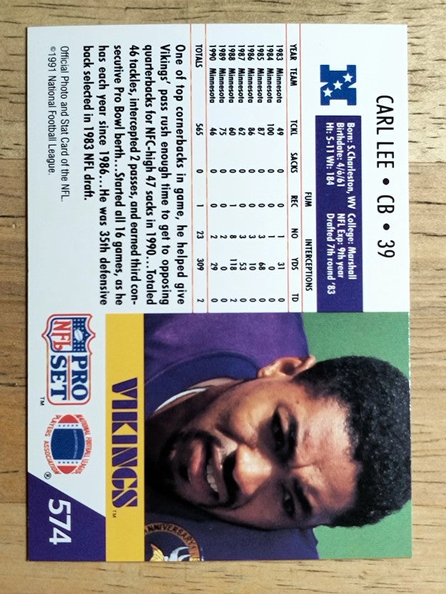 1991 Pro Set #574 Carl Lee