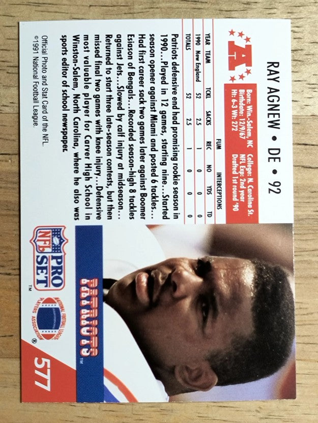 1991 Pro Set #577 Ray Agnew