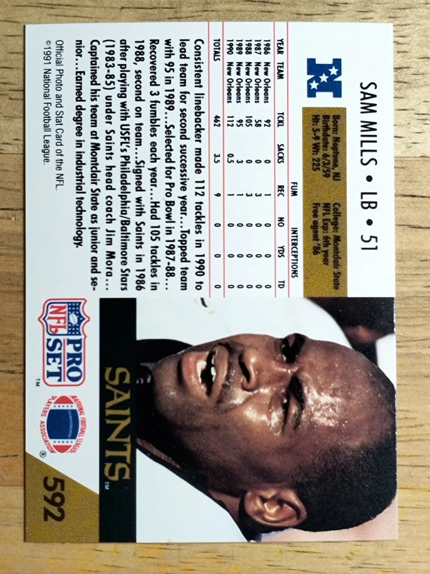 1991 Pro Set #592 Sam Mills
