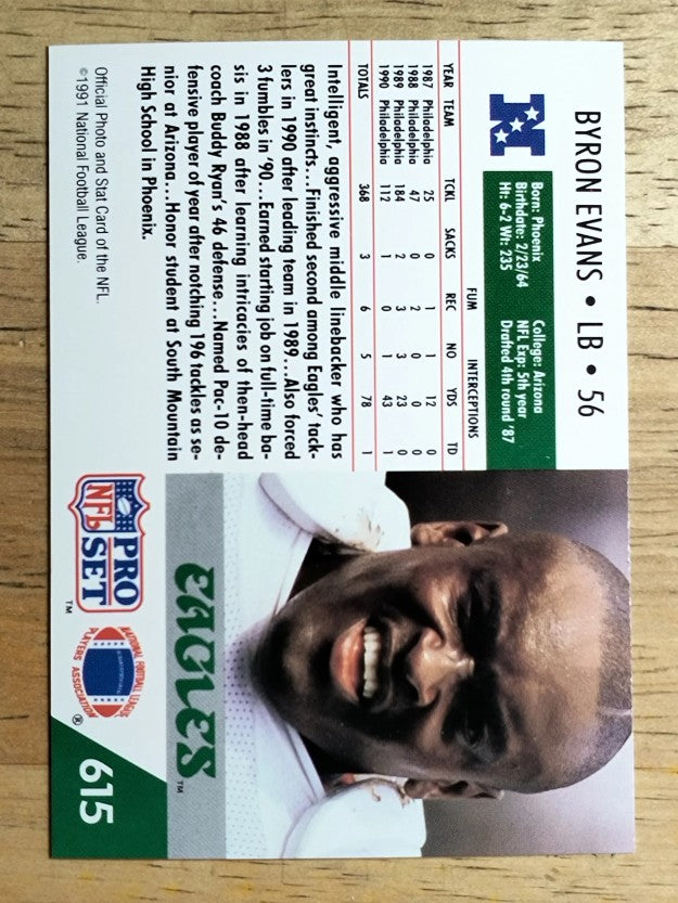1991 Pro Set #615 Byron Evans