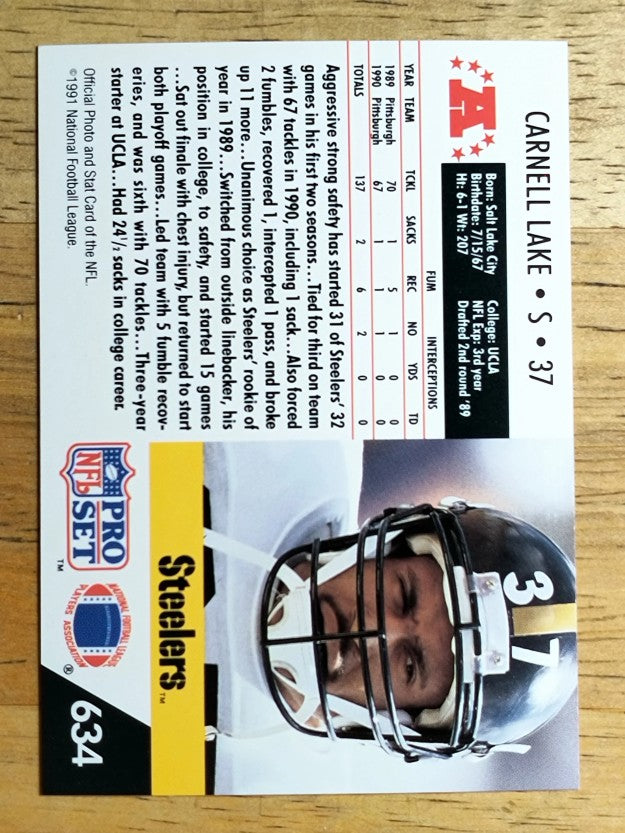 1991 Pro Set #634 Carnell Lake