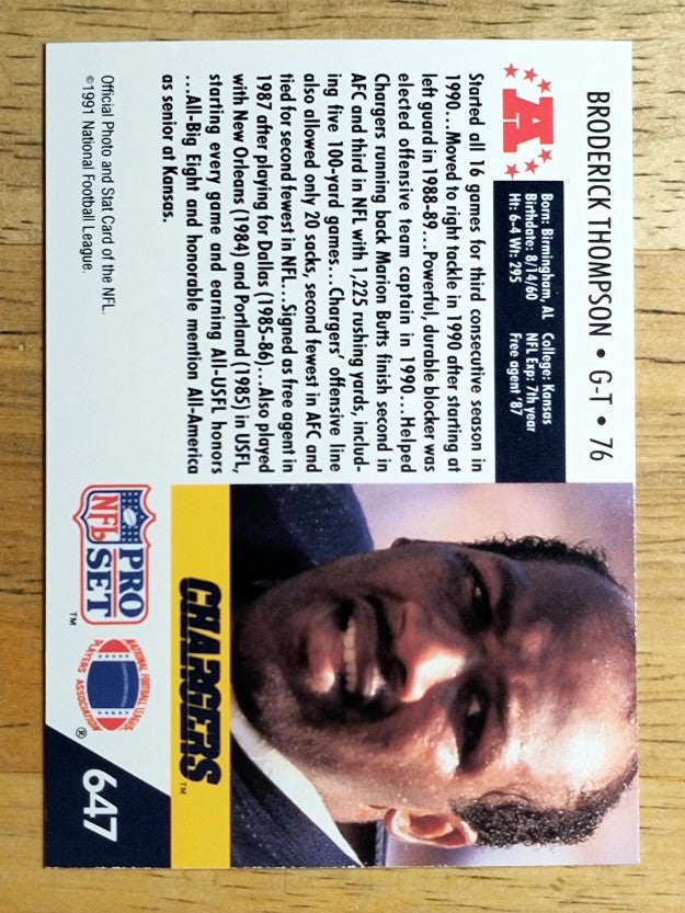1991 Pro Set #647 Broderick Thompson