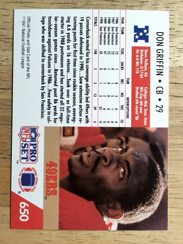 1991 Pro Set #650 Don Griffin