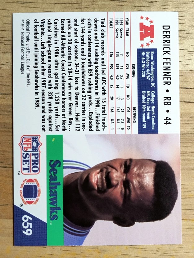 1991 Pro Set #659 Derrick Fenner
