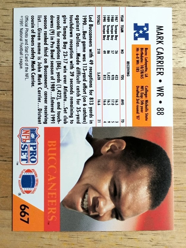 1991 Pro Set #667 Mark Carrier WR