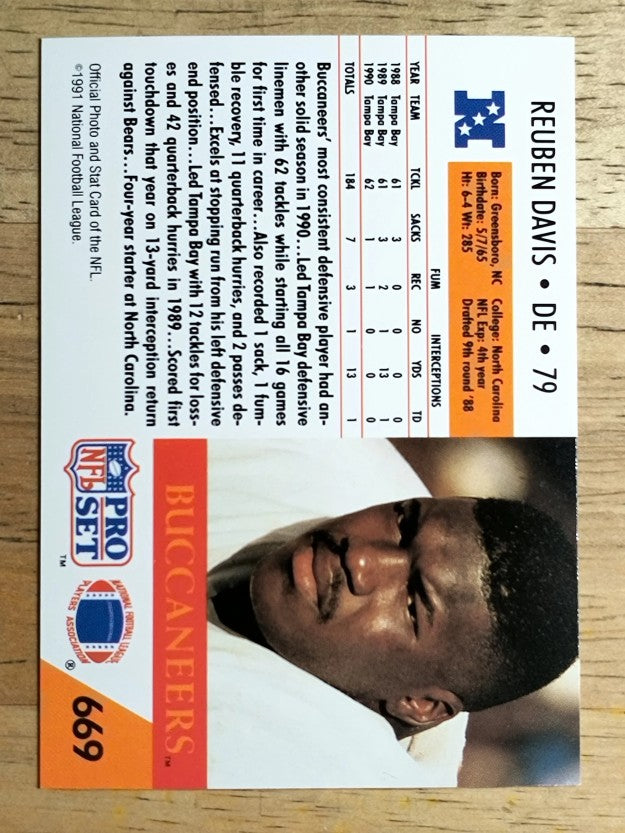 1991 Pro Set #669 Reuben Davis