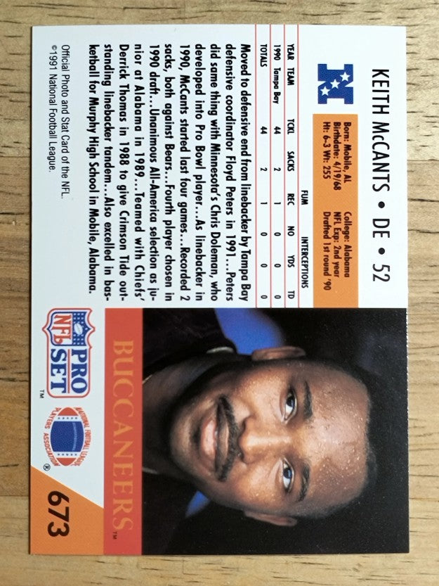 1991 Pro Set #673 Keith McCants
