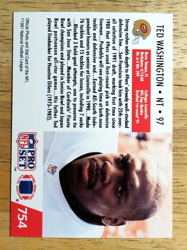 1991 Pro Set #754 Ted Washington RC