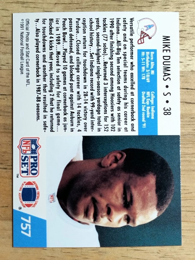 1991 Pro Set #757 Mike Dumas RC