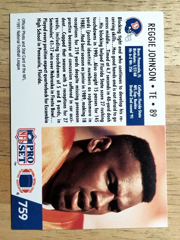 1991 Pro Set #759 Reggie Johnson RC