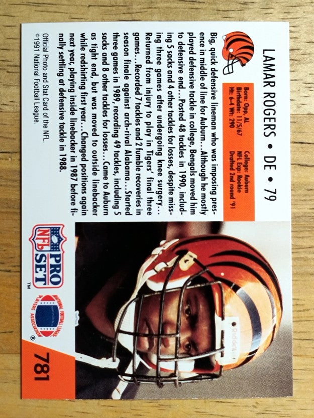 1991 Pro Set #781 Lamar Rogers RC