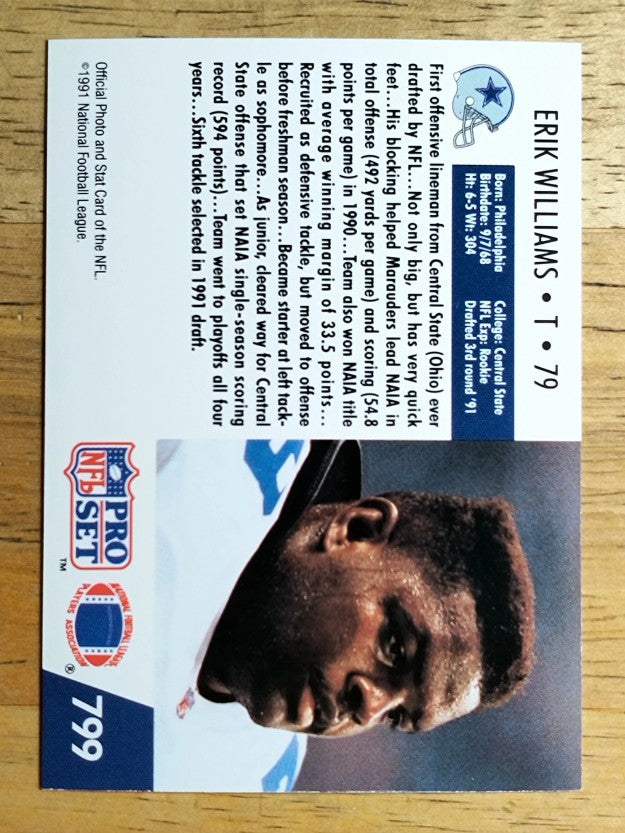 1991 Pro Set #799 Erik Williams RC