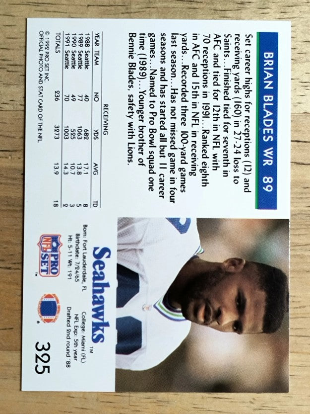 1992 Pro Set #325 Brian Blades