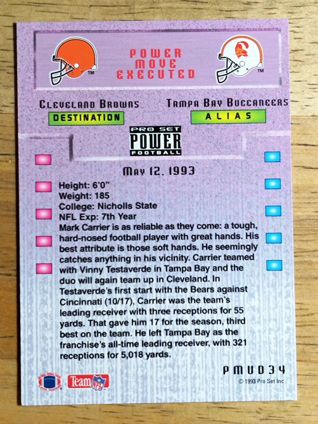1993 Power Update Moves #34 Mark Carrier WR