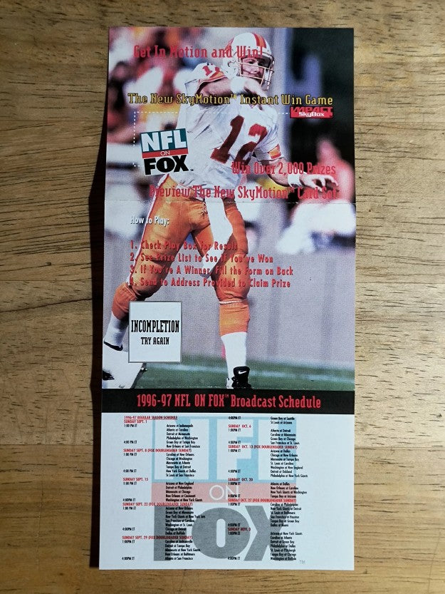 1996 SkyBox Impact SkyMotion NFL on FOX Game Trent Dilfer/Incompletion Expired