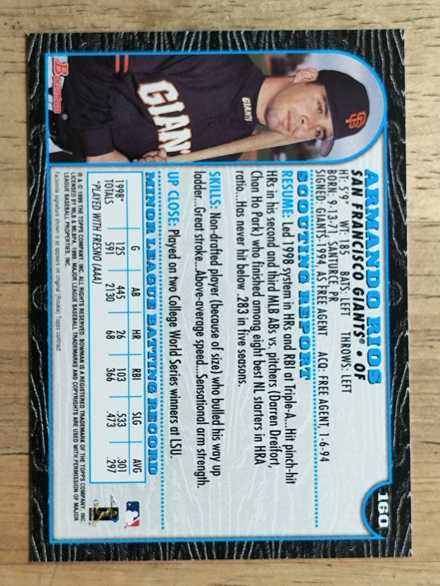1999 Bowman #160 Armando Rios