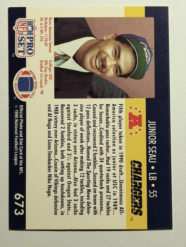 1990 Pro Set #673 Junior Seau RC