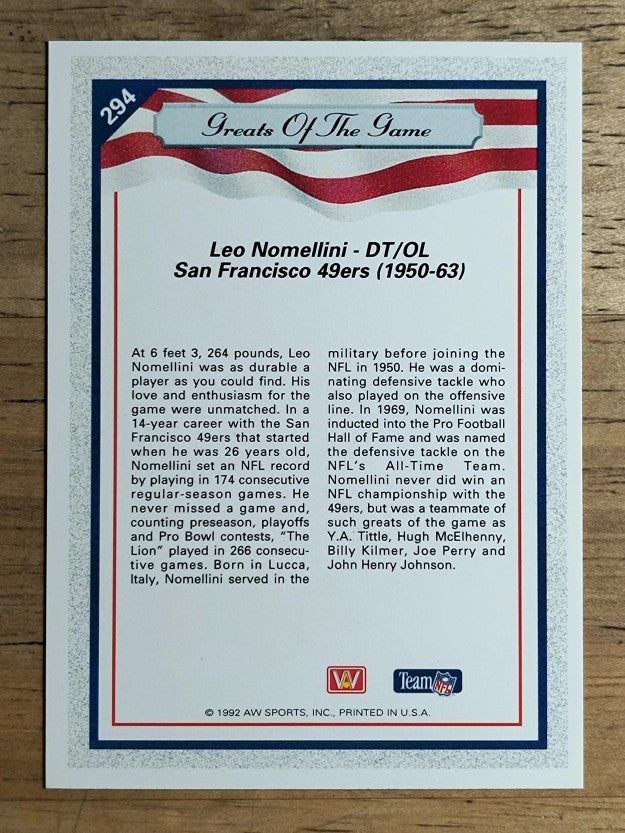 1992 All World #294 Leo Nomellini GG