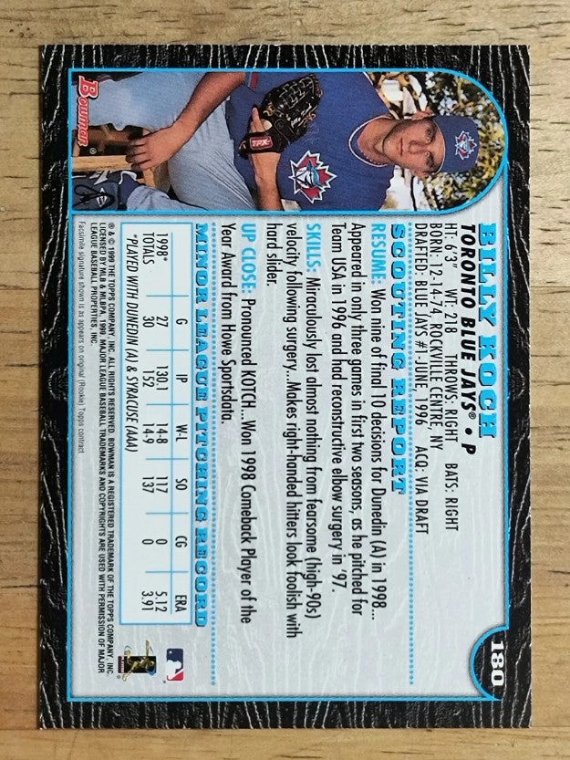 1999 Bowman #180 Billy Koch