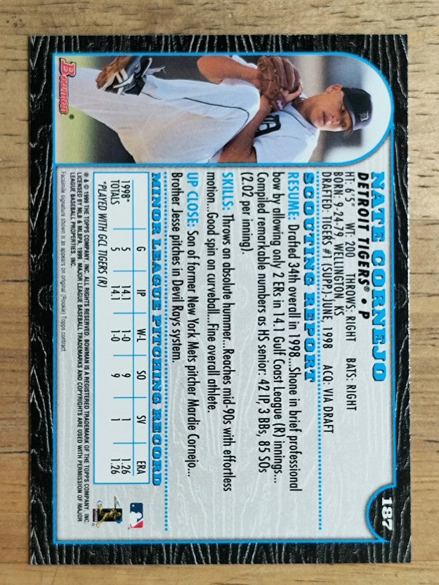 1999 Bowman #187 Nate Cornejo RC