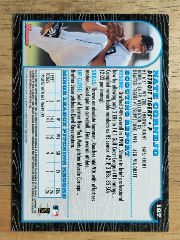 1999 Bowman #187 Nate Cornejo RC