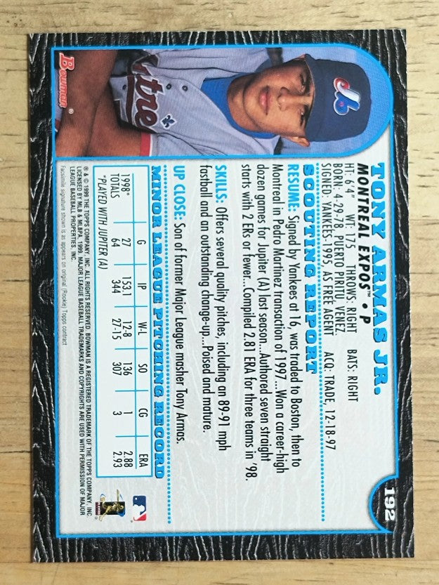 1999 Bowman #192 Tony Armas Jr.