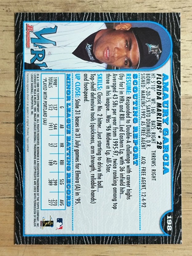 1999 Bowman #198 Amaury Garcia RC
