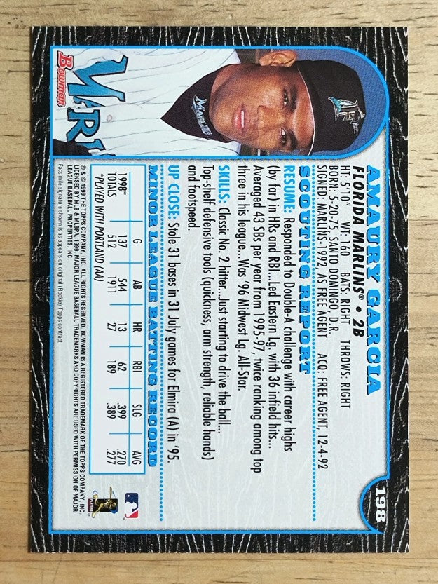 1999 Bowman #198 Amaury Garcia RC