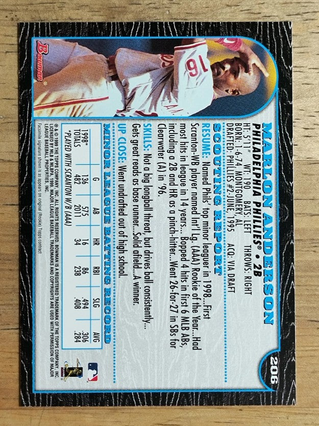 1999 Bowman #206 Marlon Anderson
