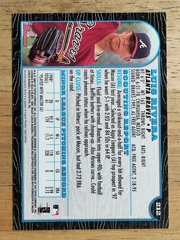 1999 Bowman #212 Luis Rivera