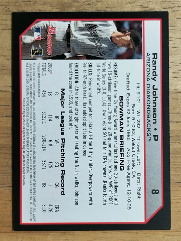 2004 Bowman #8 Randy Johnson