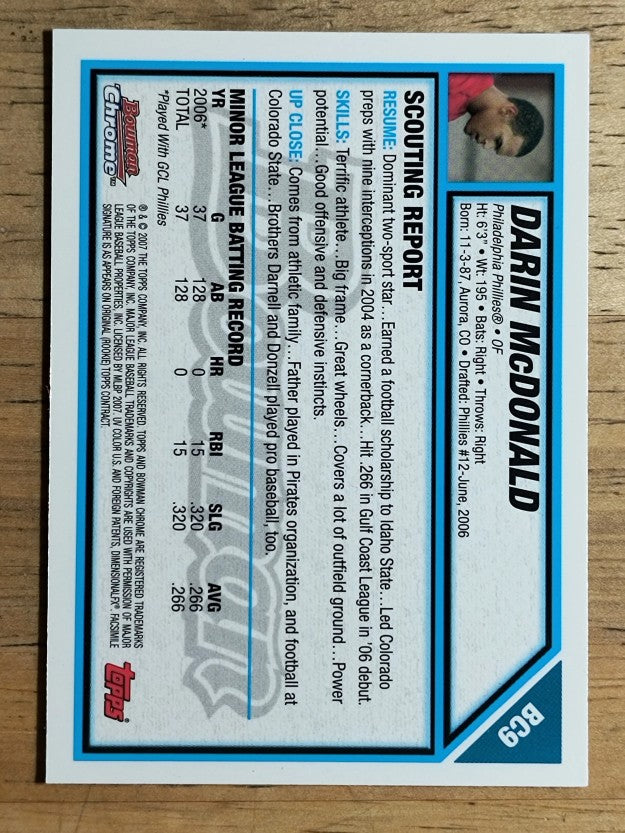 2007 Bowman Chrome Prospects #BC9 Darin McDonald
