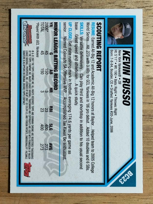 2007 Bowman Chrome Prospects #BC23 Kevin Russo