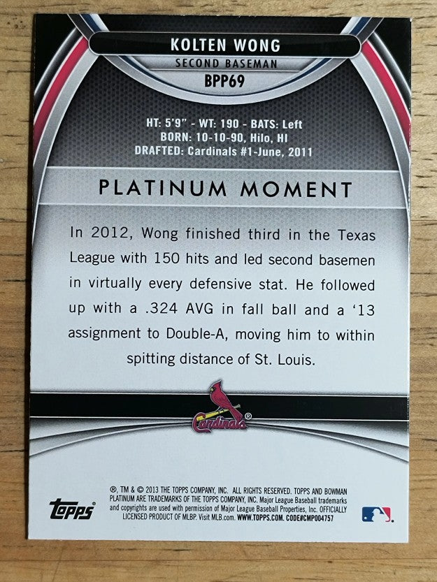 2013 Bowman Platinum Prospects #BPP69 Kolten Wong