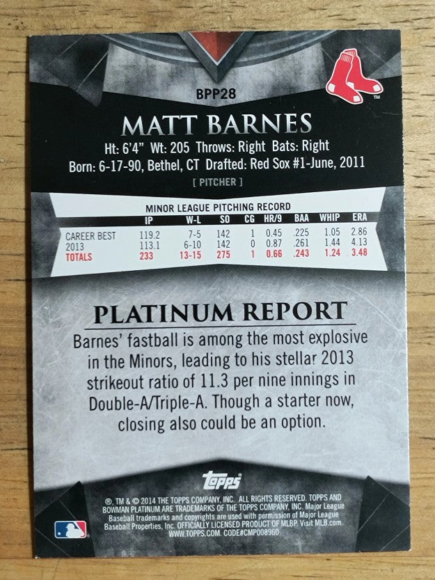 2014 Bowman Platinum Prospects #BPP28 Matt Barnes