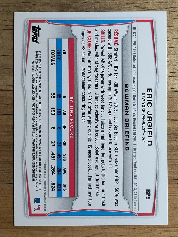 2014 Bowman Prospects #BP9 Eric Jagielo