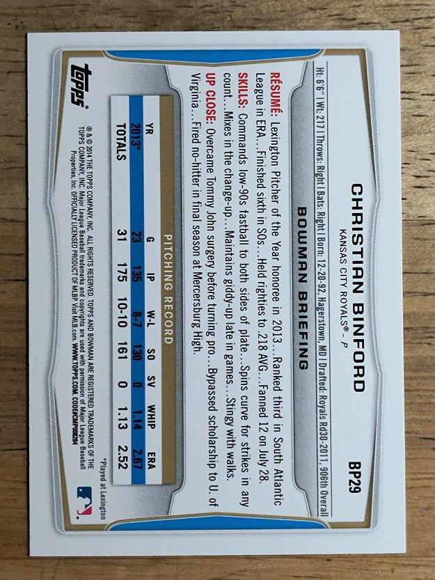 2014 Bowman Prospects #BP29 Christian Binford