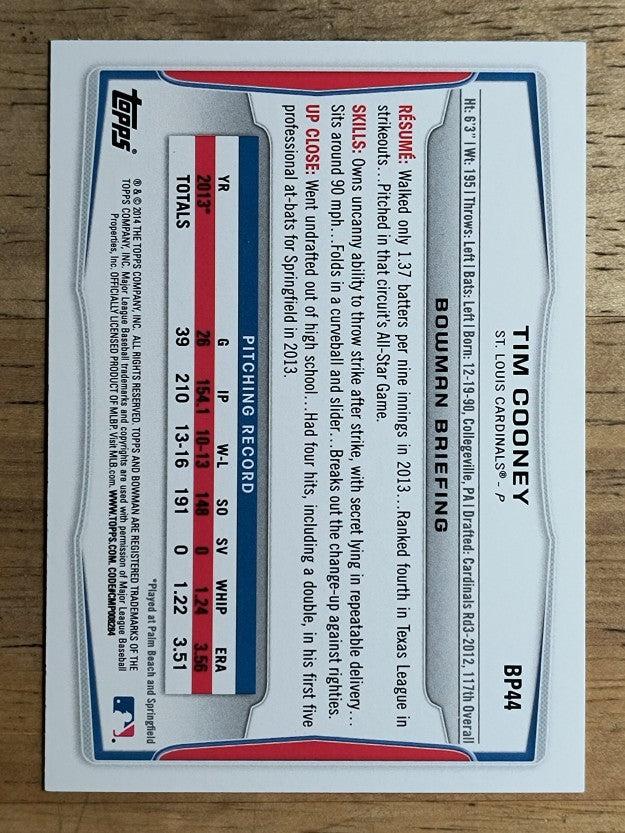 2014 Bowman Prospects #BP44 Tim Cooney