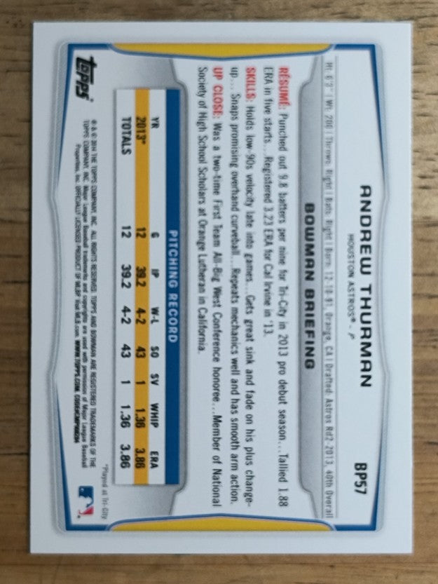 2014 Bowman Prospects #BP57 Andrew Thurman