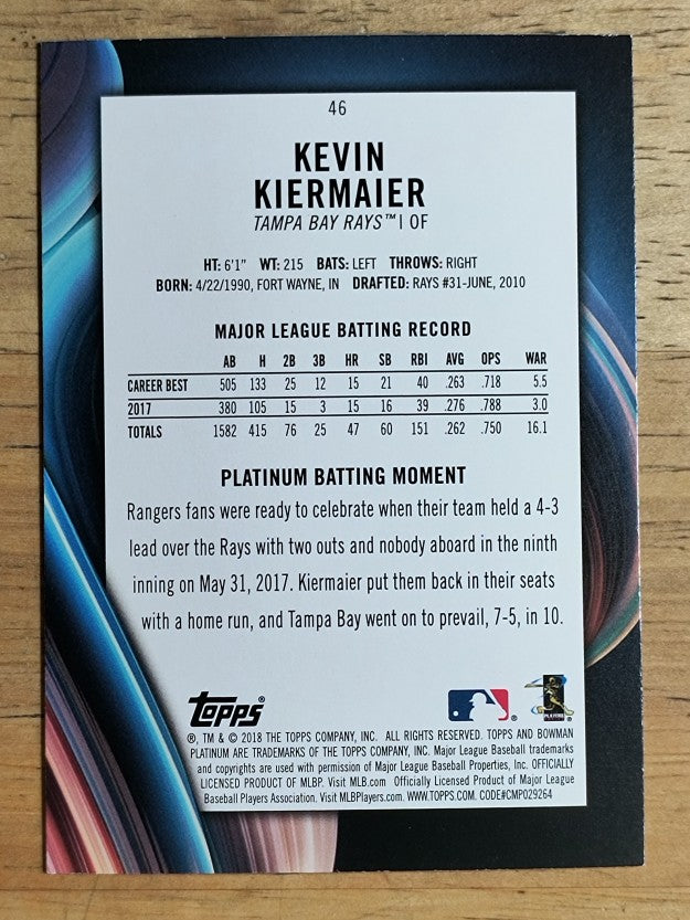 2018 Bowman Platinum #46 Kevin Kiermaier