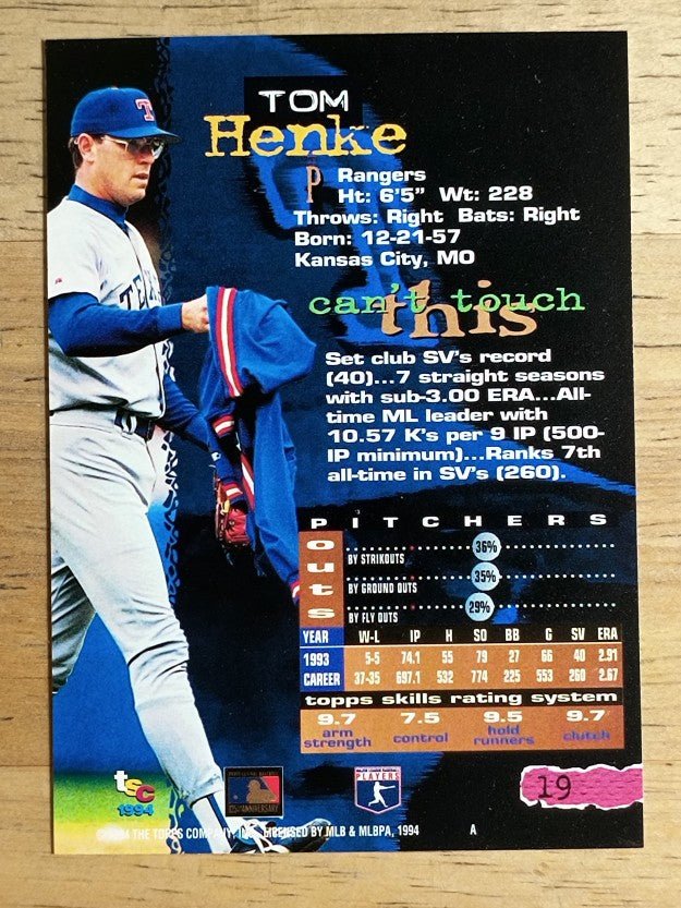 1994 Stadium Club #19 Tom Henke