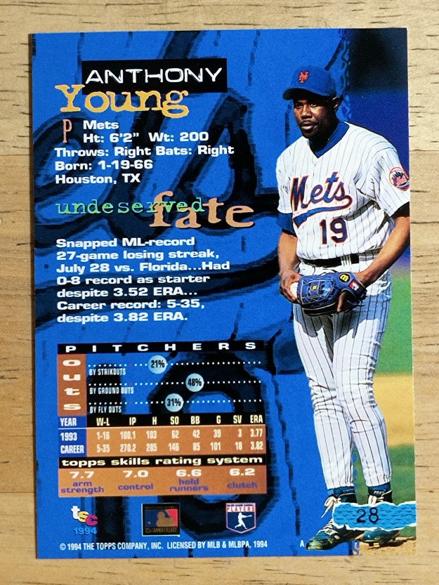 1994 Stadium Club #28 Anthony Young