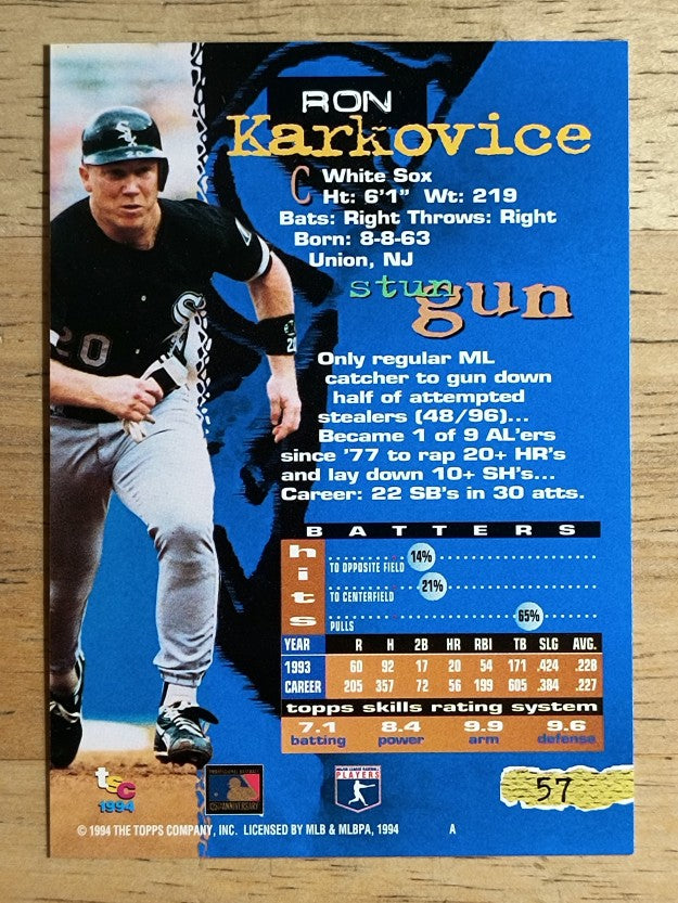 1994 Stadium Club #57 Ron Karkovice