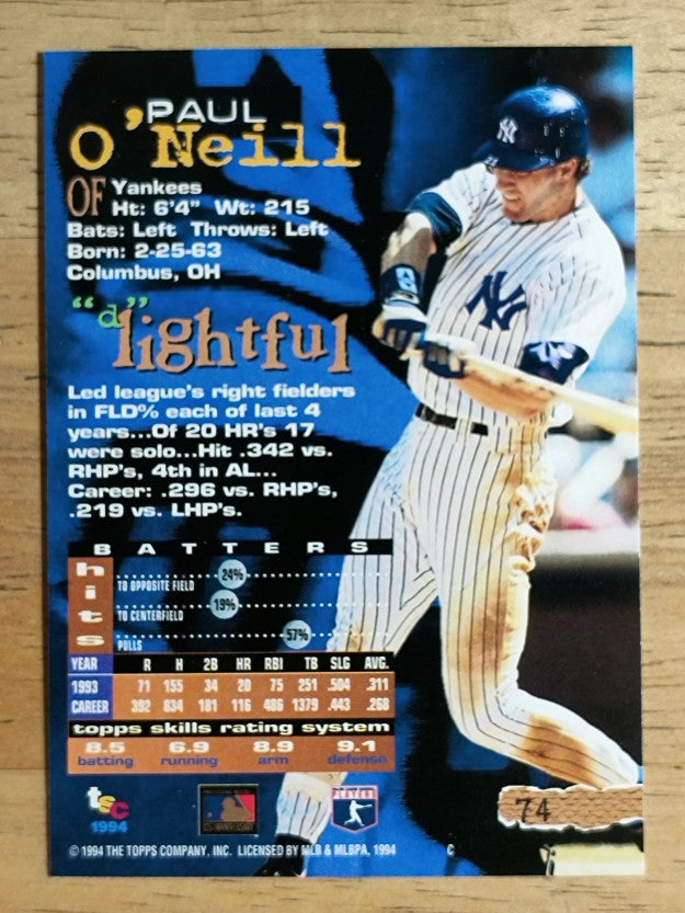 1994 Stadium Club #74 Paul O'Neill