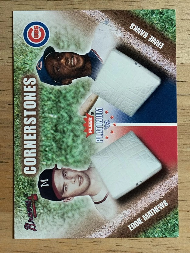 2002 Fleer Platinum Cornerstones Numbered #29 Eddie Mathews/Ernie Banks