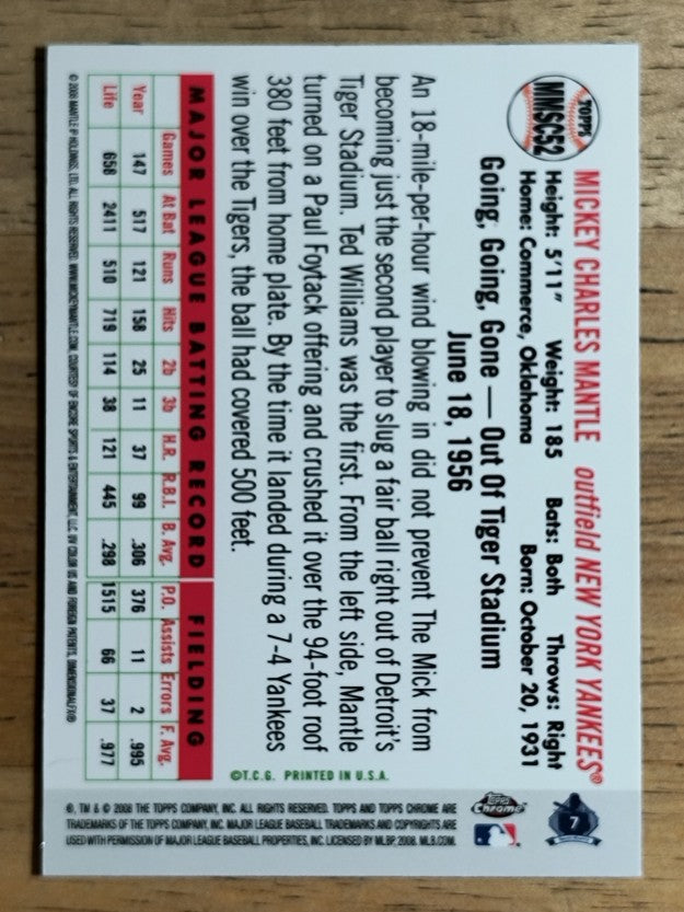 2007 Topps Chrome Mickey Mantle Story #MMS52 Mickey Mantle