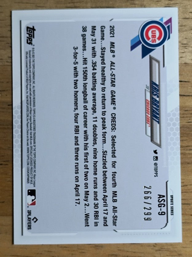 2021 Topps Update MLB All-Stars Black #ASG9 Kris Bryant