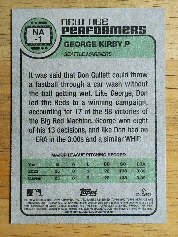2023 Topps Heritage New Age Performers #NA1 George Kirby